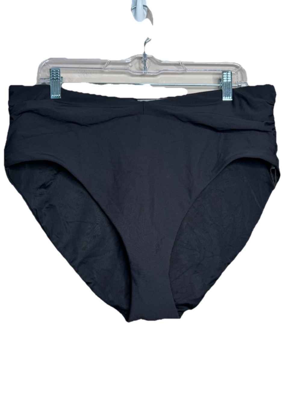 NWT Calia Shirred V Front High Rise Swim Bottoms Pure Black XL F3